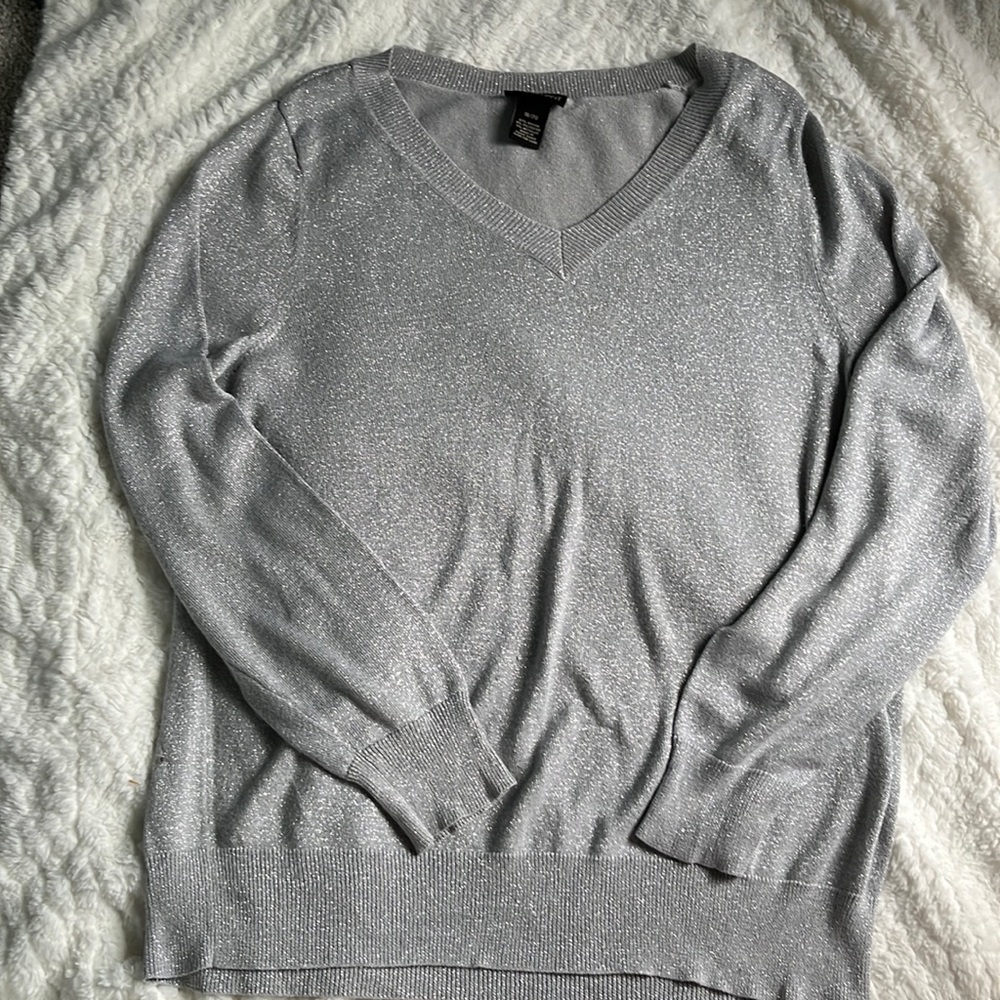 Lane Bryant Silver V-Neck Sweater Size 18/20